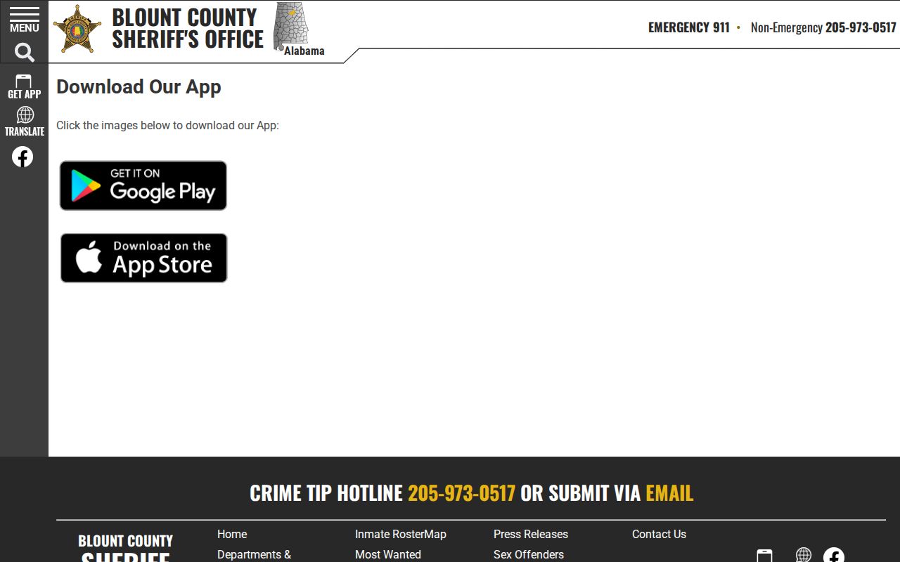 Blount County Sheriff app booking roster and alert options