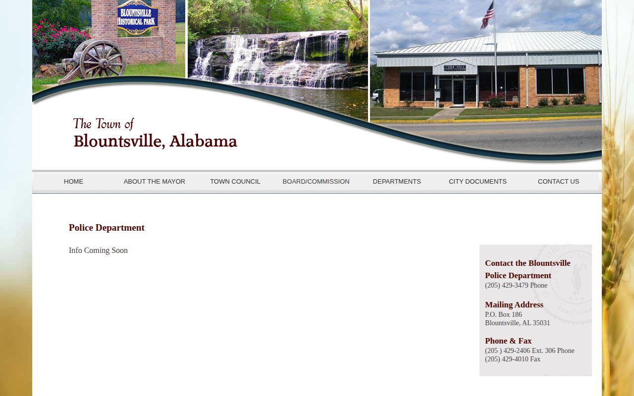Blountsville Police official page for Blount County arrest record contacts